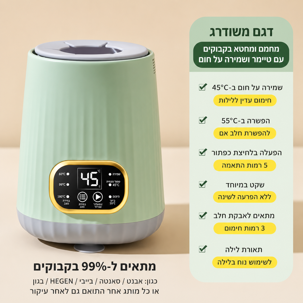 🍼 מערבל חלב חכם עם בקרת טמפרטורה להכנה מושלמת