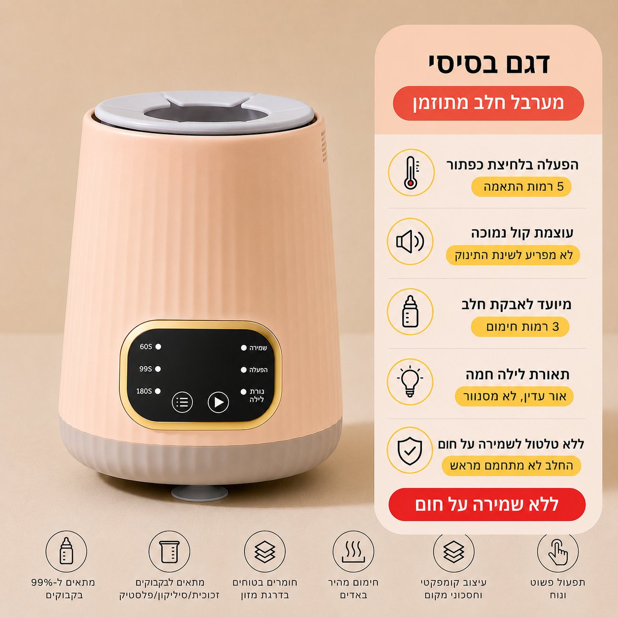 🍼 מערבל חלב חכם עם בקרת טמפרטורה להכנה מושלמת