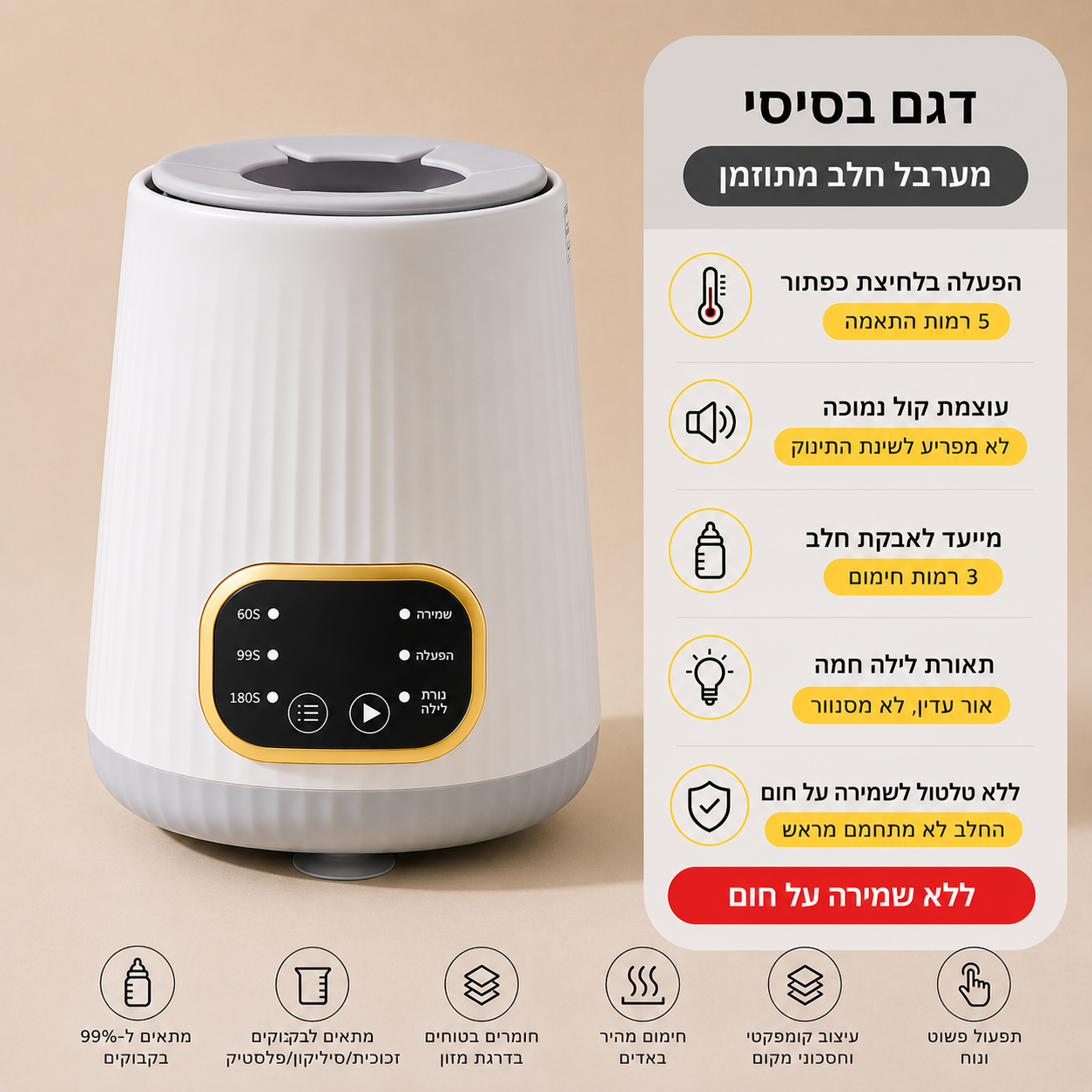 🍼 מערבל חלב חכם עם בקרת טמפרטורה להכנה מושלמת